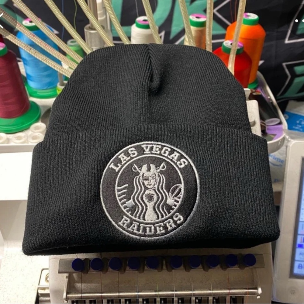 Star/Raiders custom Black Beanie